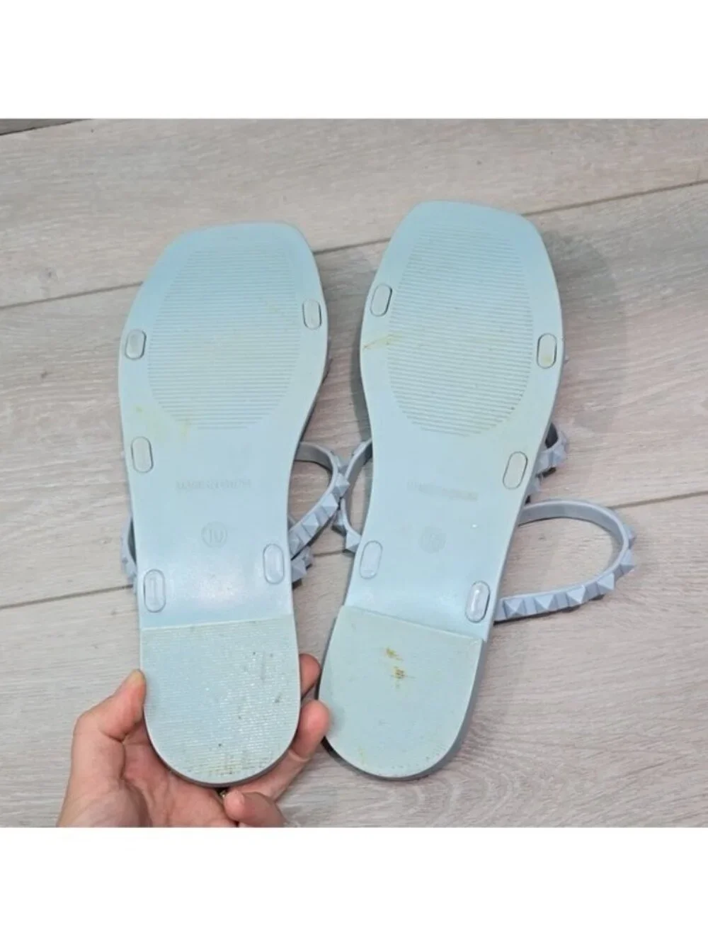 Steve Madden Women Skylar Baby blue Strappy Flats Sandals shoes sz 10